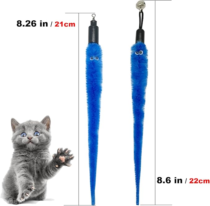 Cat Worm Toy Refills, 20 Pieces Cat Wand Attachments Worms Toy for Indoor Cats (B)
