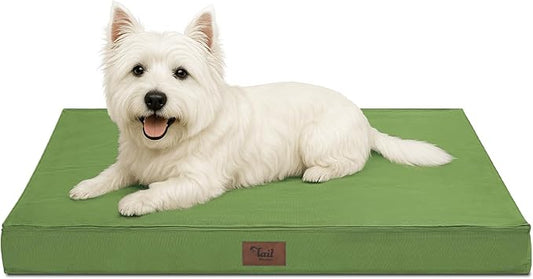 Outdoor Dog Bed for Small Dogs, Waterproof Dog Crate Bed for Small Dogs, Orthopedic Egg Crate Foam Puppy Beds with Washable and Removable Oxford Cover, Light Green
