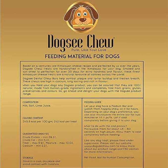 Dogsee Original Himalayan Yak Chews for Dogs (Medium - 2 Bars) | 100% Natural | Dog Treats Healthy | No Grain, No Gluten | for Teeth Cleaning
