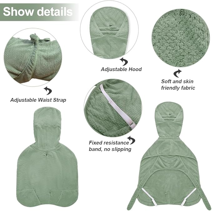 Giant Dog Bath Bubble, Quick Drying Super Absorbent Used for After Bathing, Warm Dog Towels, Adjustable Hoodies and Belts for Pet Dogs Bath Clothes Products(Green Jacquard, 6XL)