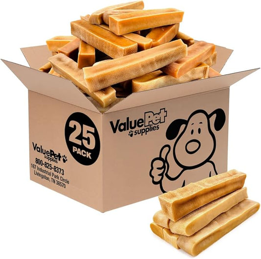 ValueBull Himalayan Yak Cheese Dog Chews, Extra Large, 25 ct Bulk Pack - Long Lasting for Aggressive Chewers, All Natural, Healthy & Safe, Low Odor Nepal Yak Milk Chews