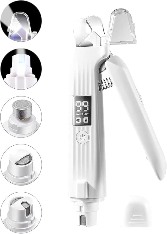 2-in-1 Dog Nail Trimmers & Dog Nail Grinder with 2 LED Lights, USB Rechargeable, Cat Nail Clipper with Splash Guard, and Multiple Grinding Methods for Small, Medium, and Large Dogs & Cats