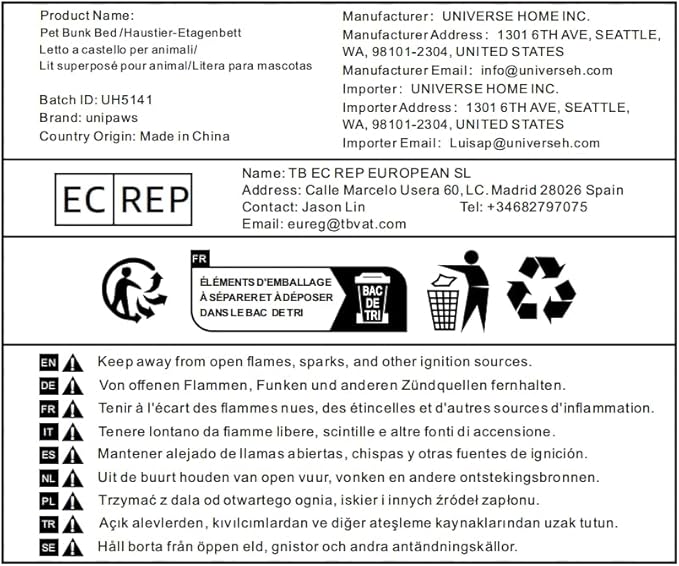 unipaws Pet Bunk Bed with Removable Step for Dogs and Cats, Multi-Level Bed Window Perch Seat Platform with Cushion and Cat Scratch Pad, Indoor Use