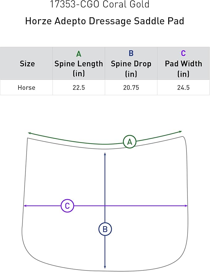 HORZE Adepto Quilted Quick-Dry Dressage Saddle Pad for Horses with Two-Tone Trim