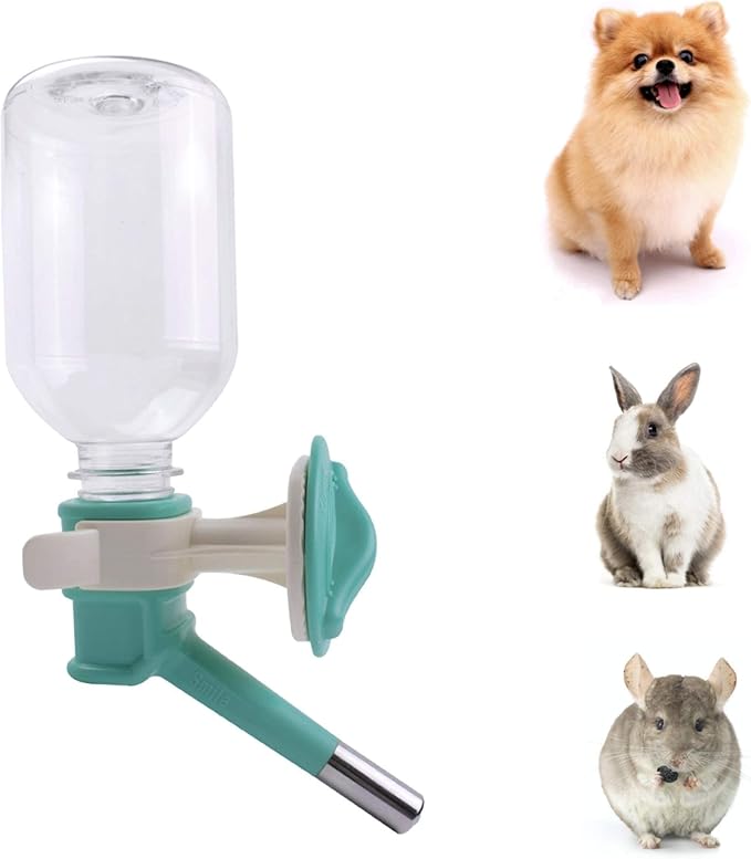 Choco Nose Patented No-Drip Water Bottle/Feeder for Puppies/Toy-Small Breed Dogs/Rabbits/Cats/Chinchillas and Other Small Pets and Animals - for Cages or Crates 10.2 oz. Nozzle 13mm, Aqua (C528)