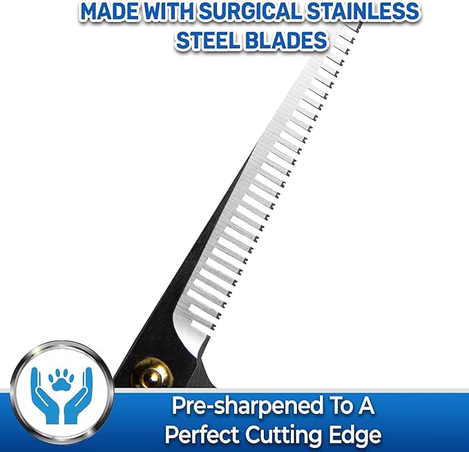 PET MAGASIN Dog Grooming Scissors Straight Thinning Blue Stainless Steel Professional Grooming Shears for Dogs and Pets