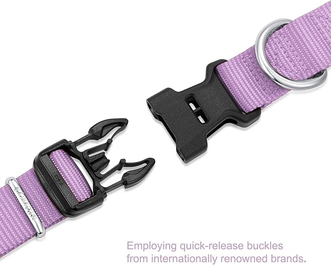 Mikivery Nylon Dog Collar with Quick Release Buckle Soft Adjustable Sturdy for Small Medium Large Dogs Violet,L