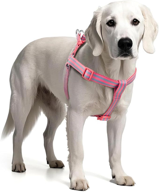 Stripe Step in Dog Harness for Small Dogs, Freedom Nylon Dog Halter Vests, Lightweight and Escape Proof Dog Harnesses, Quick Fits for Small Medium and Large Dogs, Pink XS