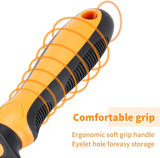 Pet Grooming Tool - 2 Sided Undercoat Rake for Cats and Dogs - Safe Dematting Comb for Easy Mats & Tangles Removing - No More Nasty Shedding and Flying Hair