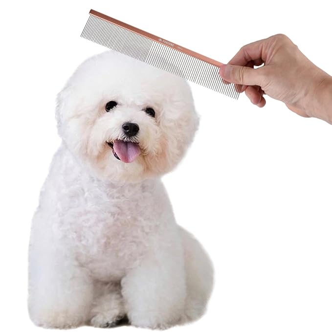 2-in-1 Megal Greyhound Comb for Dogs (Medium/Coarse), 69 Stainless Steel Pins Dog Comb, Aluminum 24.5cm Handle,Lightweight,Gently Remove Dogs’ Head/Body Fur, Professional Grooming Accessories