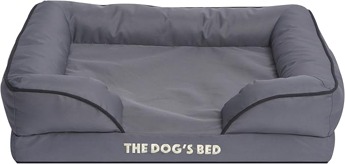 The Dog’s Bed, Orthopedic Standard Foam Waterproof Dog Bed with Standard Support, Medium Grey with Black Trim, Waterproof, Supportive Dog Bed with Replaceable Covers, Veterinary Approved
