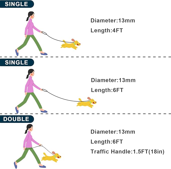 Rope Dog Leash, 4 ft Heavy Duty Dog Leash with Aviation Aluminum Auto Locking Carabiner, Strong Nylon Pet Lead for Small, Medium, Large Dogs (Navy Blue, 4FT)