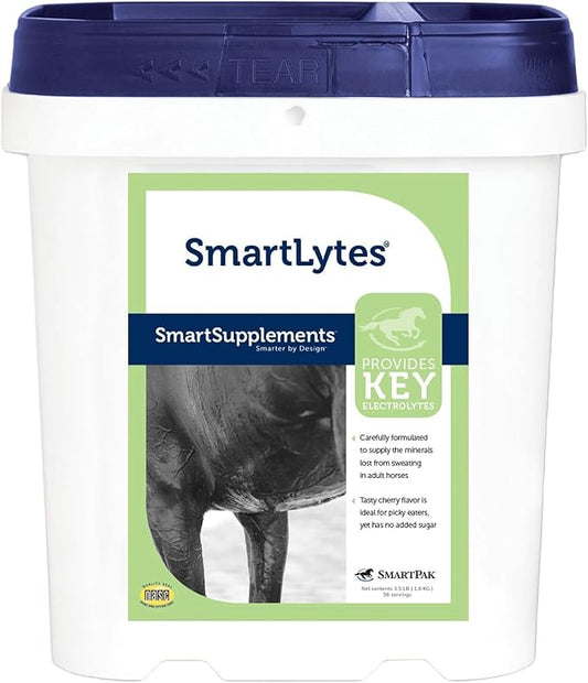 SmartLytes Horse Electrolyte Powder Supplement | Encourages Hydration, Replenishes Electrolytes | No Added Sugar | Cherry Flavor | 56 Servings | 3.5 lb Bucket