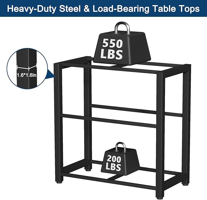 20-29 Gallon Aquarium Stand with Power Outlet & 2 Storage Drawers, Heavy Duty Metal Frame Fish Tank Stand with Waterproof Mat, 30.7" L*15.7" W Tabletop, 550LBS Capacity, Black