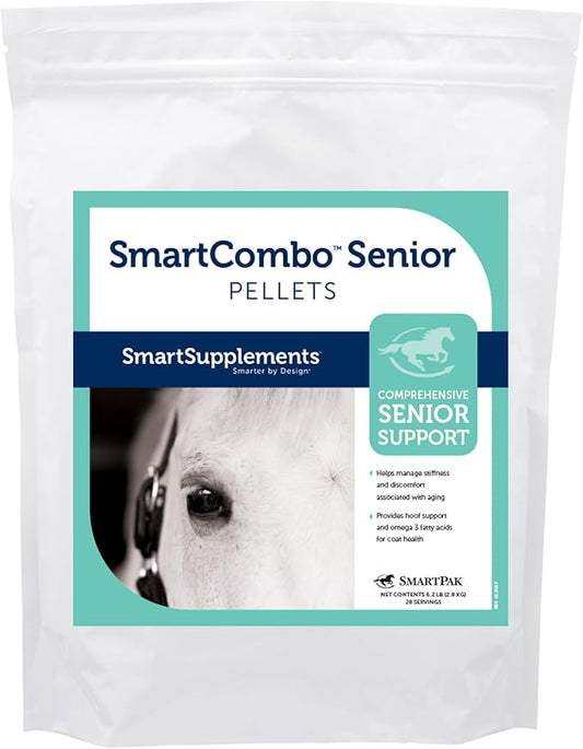SmartCombo Senior Pellets | Joint, Hoof, Skin, and Coat Supplement For Senior Horses | Contains Glucosamine, Hyaluronic Acid, MSM, Devil's Claw, Biotin, and More | 28 Servings | 6.2 lb Bag