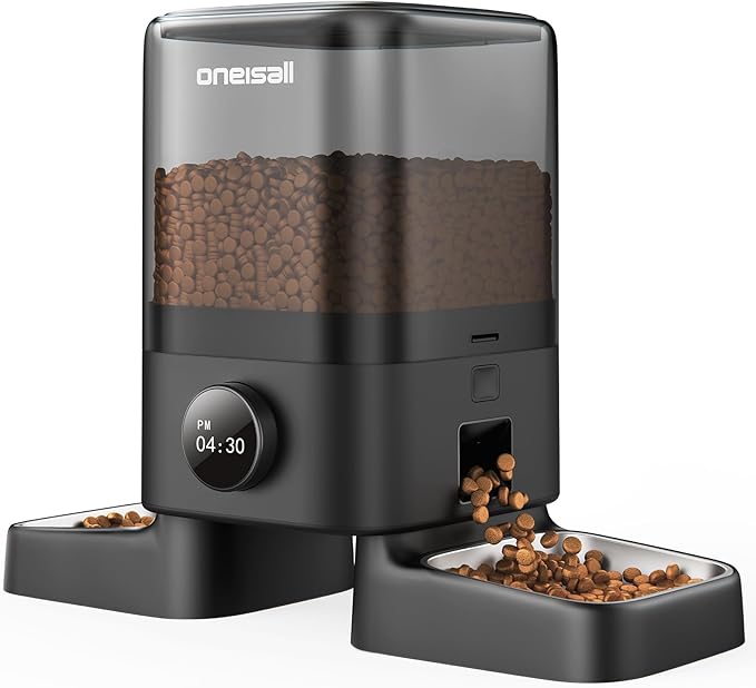 oneisall Automatic Cat Feeders 2 Cats, 20 Cups/5L Cat Auto Feeder, Automatic Cats Food Dispenser for Small Pets Indoor, Timed Pet Feeder for Dry Food