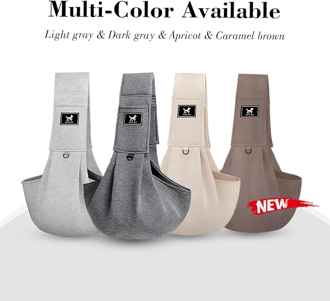 Dog & Cat Carrier Sling, Adjustable Soft Padded Shoulder Puppy Carrier, Hands-Free Dog Carrier Bag with Double Safety Buckles Premium Material for Outdoor Travel (Dark Gray, M)