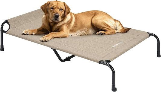 Veehoo Original Elevated Dog Bed - Outdoor Raised Dog Cot, One-Sided Raised Headboard Cooling Pet Bed, Non-Slip & Breathable, XXL, CWC2417A