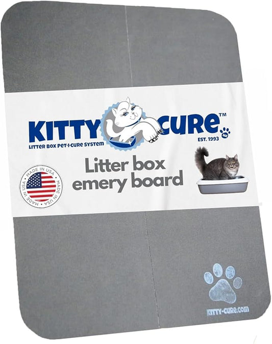 Kitty Cure Cat Nail File Scratcher, Odor-Resistant Litter Box Emery Board Scratcher Pad, No Peeling Needed, Waterproof, Non-Toxic & Long-Lasting Cat Scratcher That Files Nails