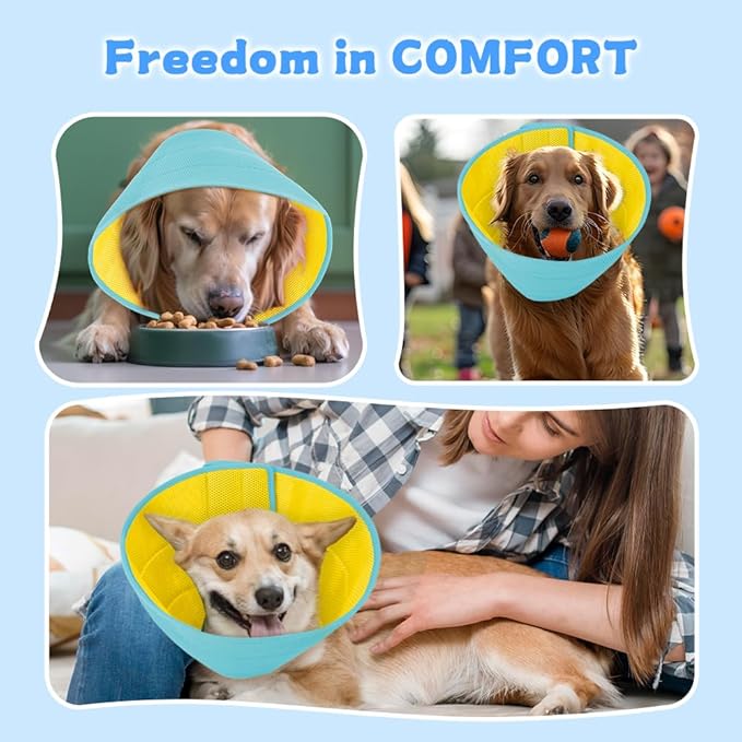 Dog Cone Soft Recovery Collars & Cones After Surgery for Medium Large Dogs, Comfy Ecollars to Stop Licking, Adjustable, Dog Ecollars for Recovery Fabric: Soft Comfort, Ecollars of Shame Alternatives