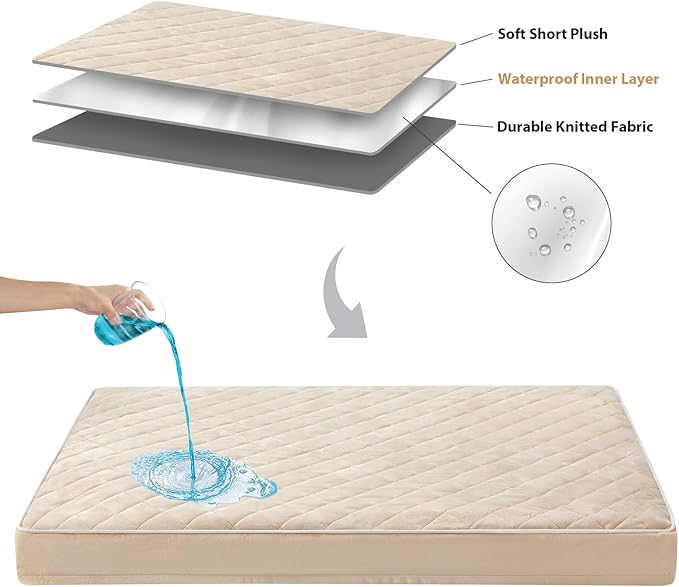 WNPETHOME Orthopedic XL Dog Beds Large Sized Dog, Waterproof Extra Large Dogs Bed with Removable Washable Cover, Multi-Needle Quilting Dogs Crate Bed