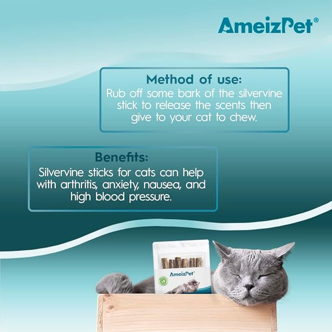 Catnip Sticks for Cats, Cat Dental Chew Sticks - Natural Matatabi Cats Dental Care, Silvervine Cat Teeth Cleaning (6 pcs)