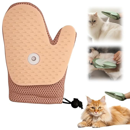 All-in-One Grooming Mist Glove for Pets, Upgrade Efficient Pet Hair Remover Gloves Grooming Spray Comb, Gentle Deshedding Efficient for Dogs & Cats (Pink)