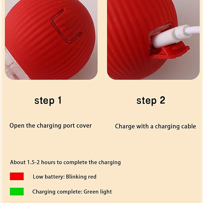 Interactive Cat Toy Ball for Indoor Cats - 3-Speed Smart Rolling Ball with Flashing Lights, USB Rechargeable Automatic Motion Kitten Toys for Bored Adult Cats & Playful Kittens