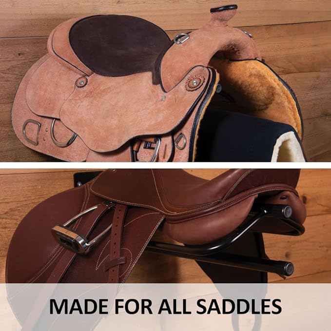 Saddle Rack with Pad Bar for Horse Enthusiast | Heavy-Duty Saddle Rack Wall Mount | Western & English Saddle Rack | Keeps Tack Organized