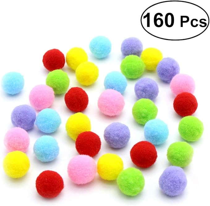 UEETEK 160PCS Cat Toys Assorted Color Soft Cat Toy Balls Kitten Toys Pompon Balls (Mix Color)