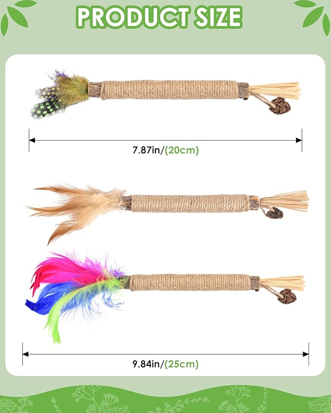 TINDTOP Silvervine Chew Sticks for Cats, Natural Catnip Chew Toys for Kittens Teeth Cleaning, Matatabi Dental Care, Increase Appetite, Calm Cat Anxiety and Stress, Cat Dental Toy (3 Pack)