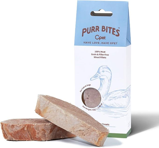 OPET Freeze Dried Duck Cat Treats, Single Ingredient Grain Free High Protein Pet Food for Cats and Dogs, Healthy Training Snacks，Freeze Dried Duck Breast Sliced Fillets (Duck Breast, 1.48 Ounce)