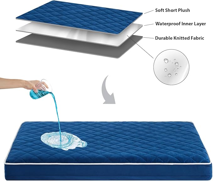 WNPETHOME Orthopedic XXL Dog Beds Large Sized Dog, Waterproof Extra Large Dogs Bed with Removable Washable Cover, Multi-Needle Quilting Dogs Crate Bed