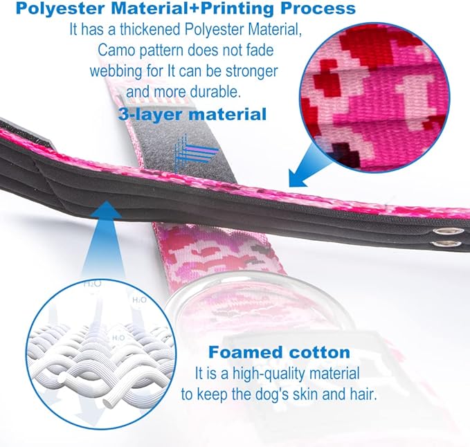 TSPRO Tactical Dog Collar 1.5 Inch Wide Thick Dog Collars with Heavy Duty Metal Buckle, Durable, Strong, Adjustable for Medium to Large Dogs (Camo Green L)