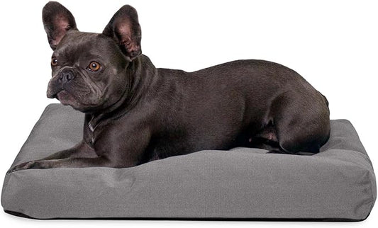 K9 Ballistics Tough Rectangle Pillow Small Dog Bed - Removable Cover, Washable, Durable & Water Resistant Dog Bed Made for Small Dogs 24"x18" Light Gray Velvet