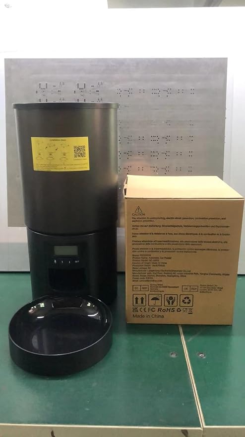 Automatic Cat Feeder Food Dispenser: 6L Timed Small Dog Dry Food Dispenser with 10s Voice - Distributeur Nourriture Chat Hund Programmable - Auto Pet Feeder with 1-6 Meals Black