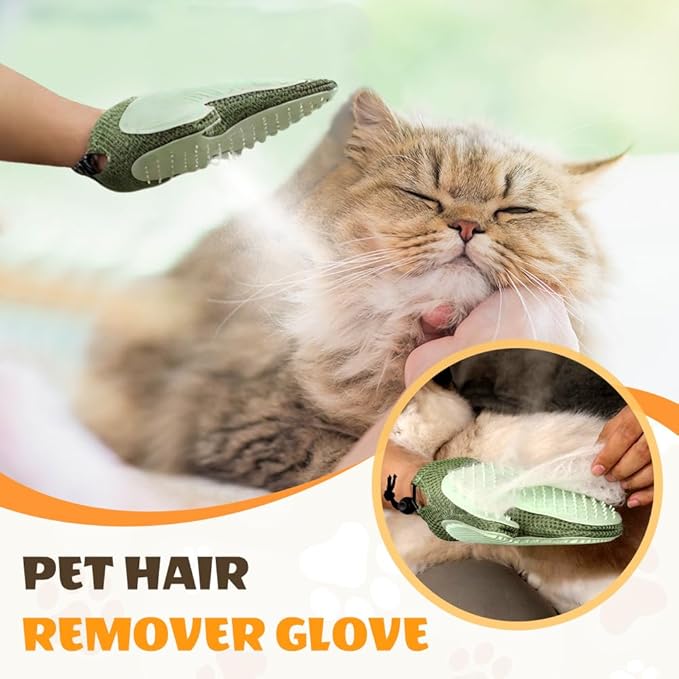 All-in-One Grooming Mist Glove for Pets, Upgrade Efficient Pet Hair Remover Gloves Grooming Spray Comb, Gentle Deshedding Efficient for Dogs & Cats (Pink)