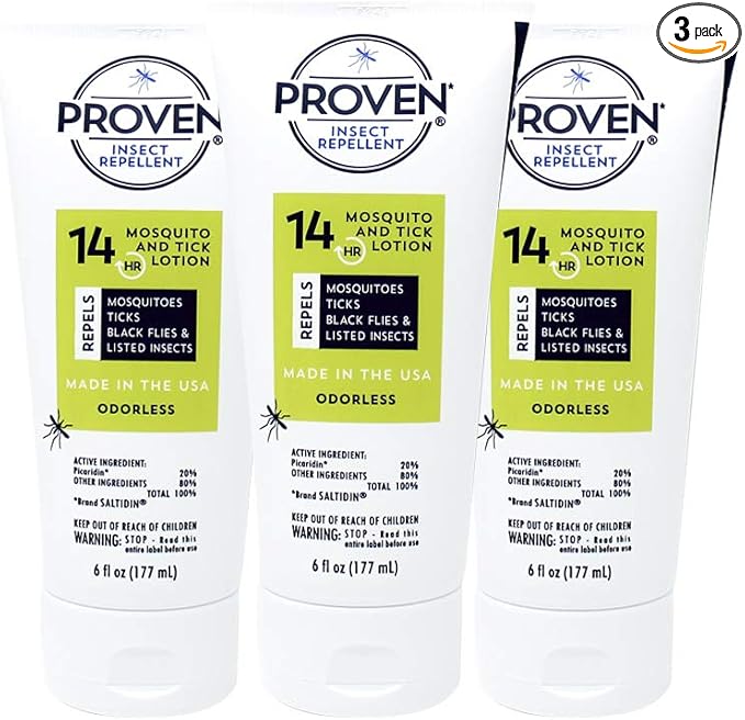 Proven Insect Repellent Lotion – Protects Against Mosquitoes, Ticks and Flies - 6 oz, Odorless 3-Pack3