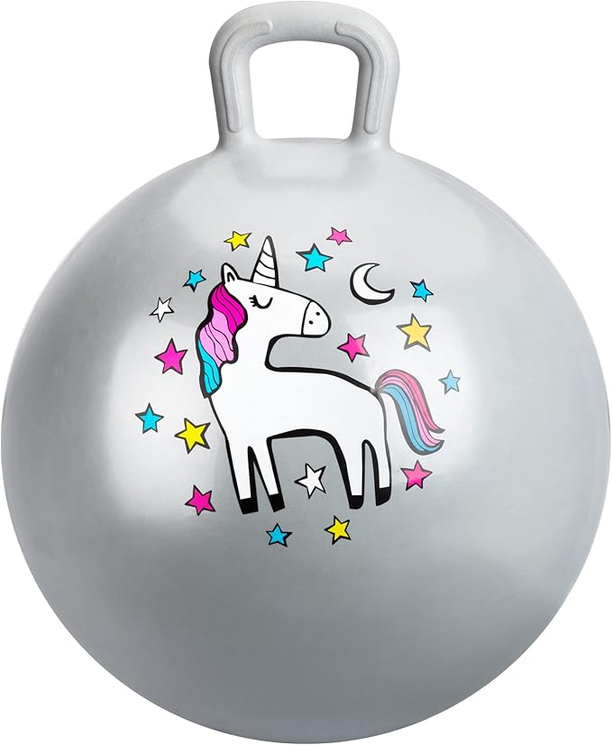 INPODAK Hopper Ball 18 Inch Bouncy Ball with Handle for Kids, Hippity Hop Jumping Bouncer Hopping Toy for Boys and Girls Ages 3-6 with Pump and Gift Box Birthday