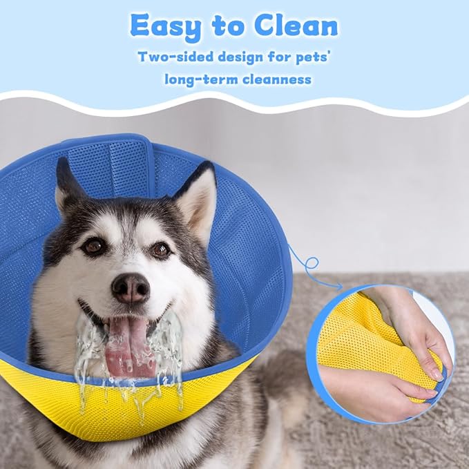 Soft Dog Cone Recovery Collars & Cones After Surgery for Medium Large Dogs, Comfy Ecollars to Stop Licking, Adjustable, Dog Ecollars for Recovery Plastic: Superior Support Fabric: Soft Comfort, XL