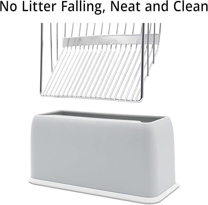 UFECODO Fast Sifting Cat Litter Scoop with Holder Stand, 2 Widths of Slots Stainless Steel Poop Scooper with Ergonomic Wood Handle, Heavy Duty and Easy Clean