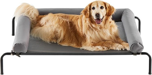 RRPETHOME Large Elevated Cooling Dog Bed, Raised Pet Cot Beds for Large Dogs, Elevated Outdoor Dog Bed, Chew Proof Portable Cooling Pet Cot with Skid-Resistant Feet and Breathable Mesh