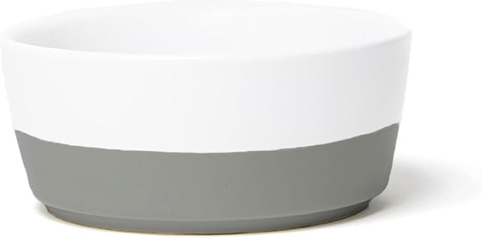 Waggo Dipper Ceramic Dog Bowl for Small and Large Breeds - Heavyweight and Durable Pet Food and Water Dish Crock, Dishwasher Safe, Modern (Dolphin, Large)