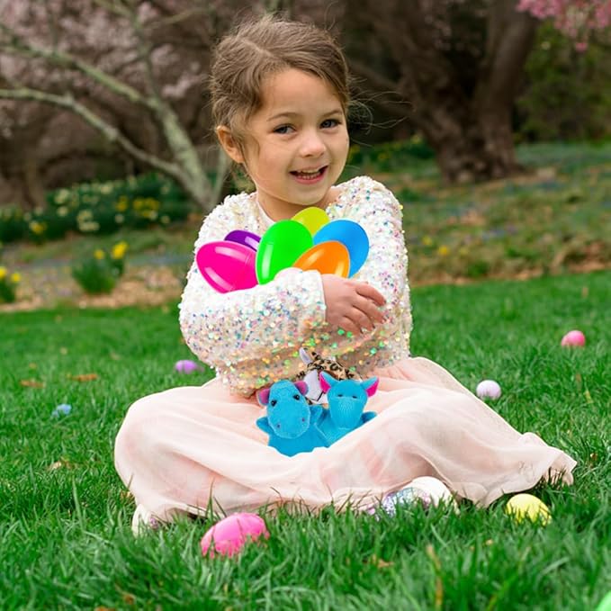 Sofier Plastic Easter Eggs with Animal Toys 12pcs Filled Easter Eggs 3.4" Easter Basket Stuffers Easter Egg Fillers Kids Classroom Gift Exchange Party Favors