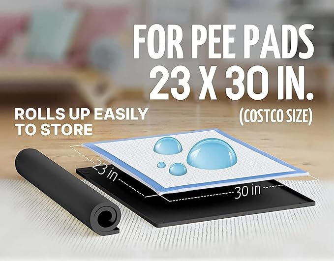 Skywin TidyFriend 2 Pk Pee Pad Holder Tray for 30” x 23” Pee Pads with Corner Lock Holes, Raised Edges, Non-Spill, Easy to Clean Silicone Dog Potty Tray Holder, for Indoor Floor Protection (Black)