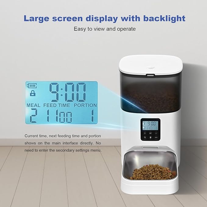 Automatic Cat Feeder, 4L Cat Food Dispenser with 10s Voice Recorder, Pet Feeder up to 8 Meals per Day, Timed Cat Feeder with Dry Food Sealed Ring (Jade White, 4L)