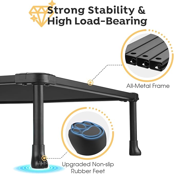 Veehoo Chew Proof Dog Bed - Large Dogs' Non-Chewable, Anti-Scratch Training Platform Hammock, Cooling Off-Ground Cots, CWC2420ACP