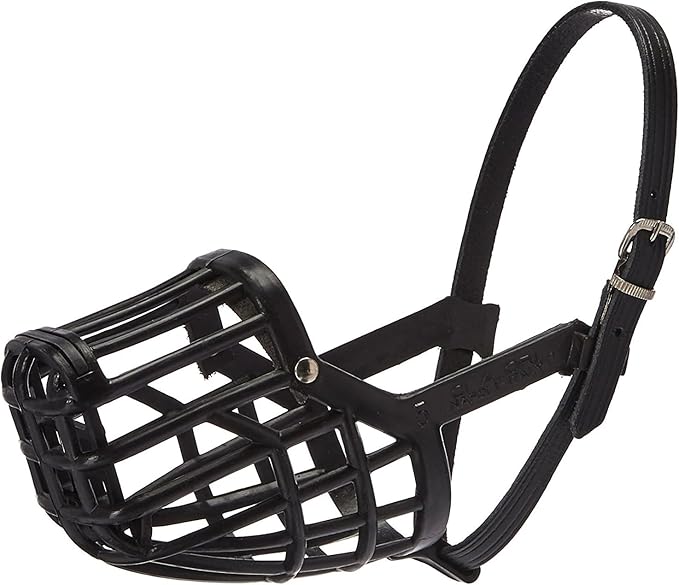 Leather Brothers Italian Basket Dog Muzzle, Adjustable Secure Fit, Comfortable Design, Training and Safety, Averts Biting, Prevents Chewing and Scavenging, Perfect for Grooming - Black, Size 8
