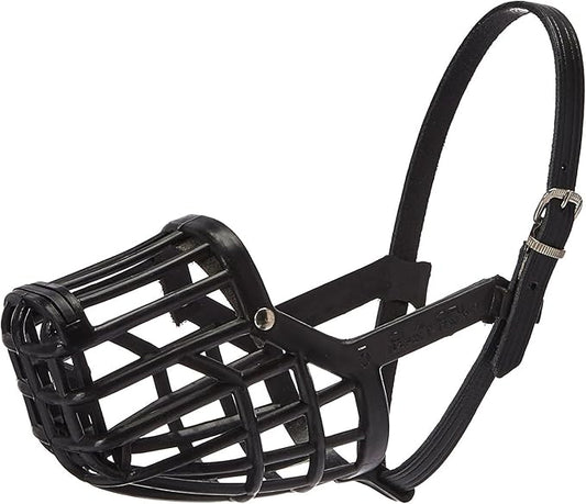 Leather Brothers Italian Basket Dog Muzzle, Adjustable Secure Fit, Comfortable Design, Training and Safety, Averts Biting, Prevents Chewing and Scavenging, Perfect for Grooming - Black, Size 6