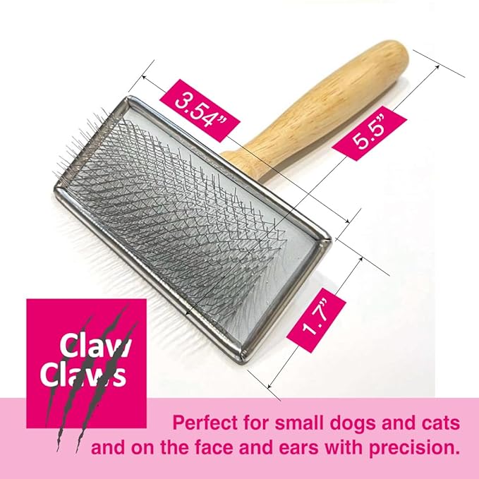 Pet Slicker Brush for Large Dogs, Wooden Handle, Gently Remove Tangled and Mats Hair, Pet Grooming Brush Tool, Sheepskin Wool Carders (3.85")